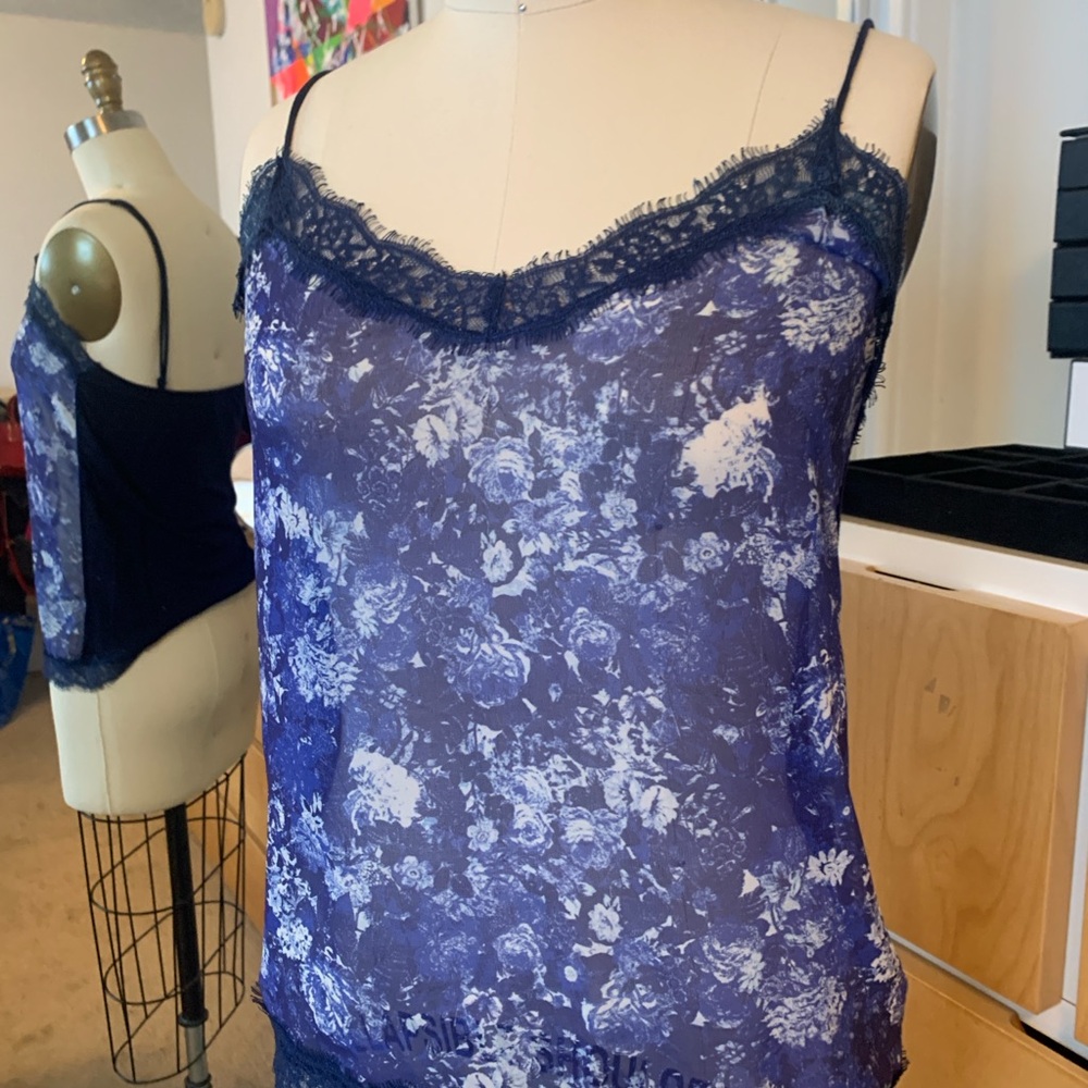 Blue Lace Floral Camisole
